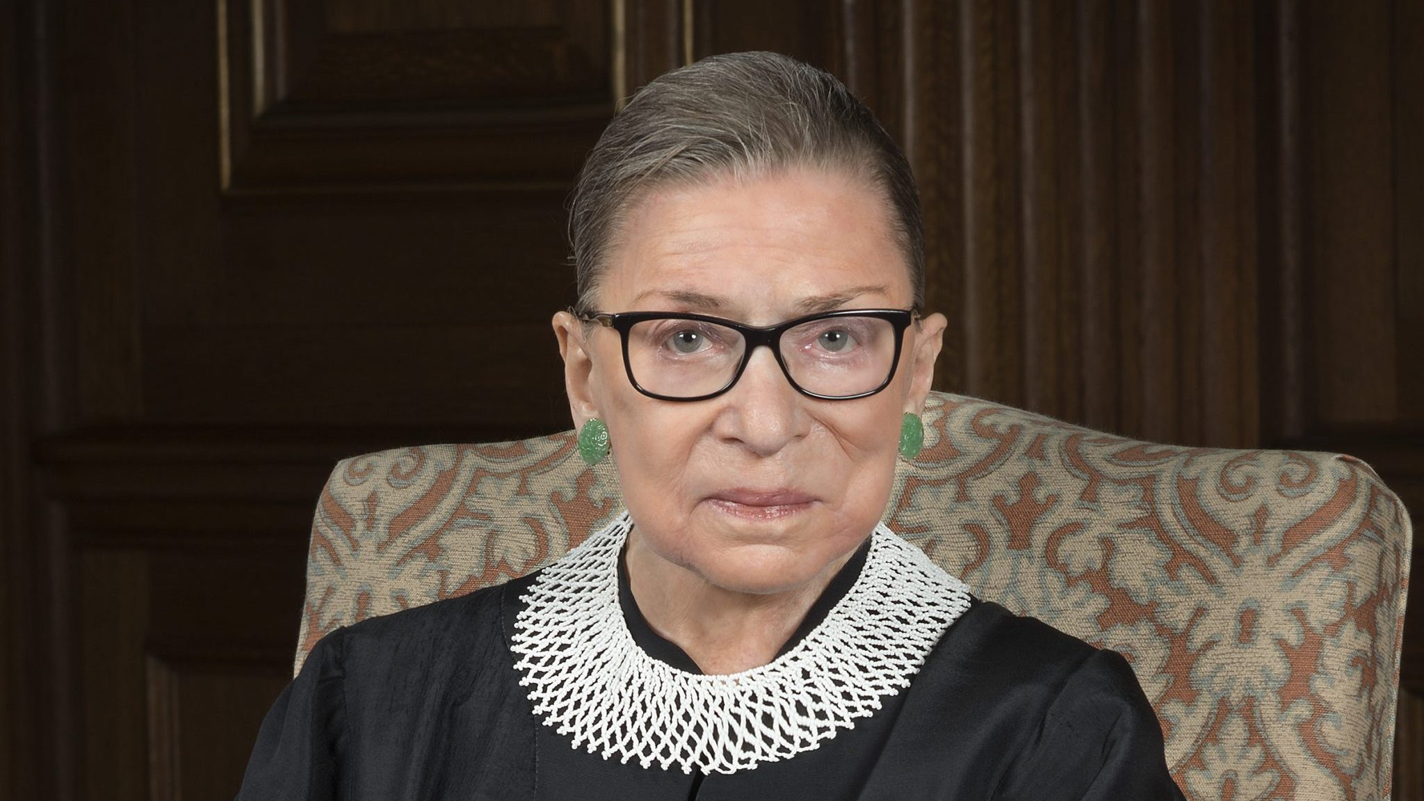 U.S. Supreme Court Justice Ruth Bader Ginsburg, seated in her robe, 2016 portrait