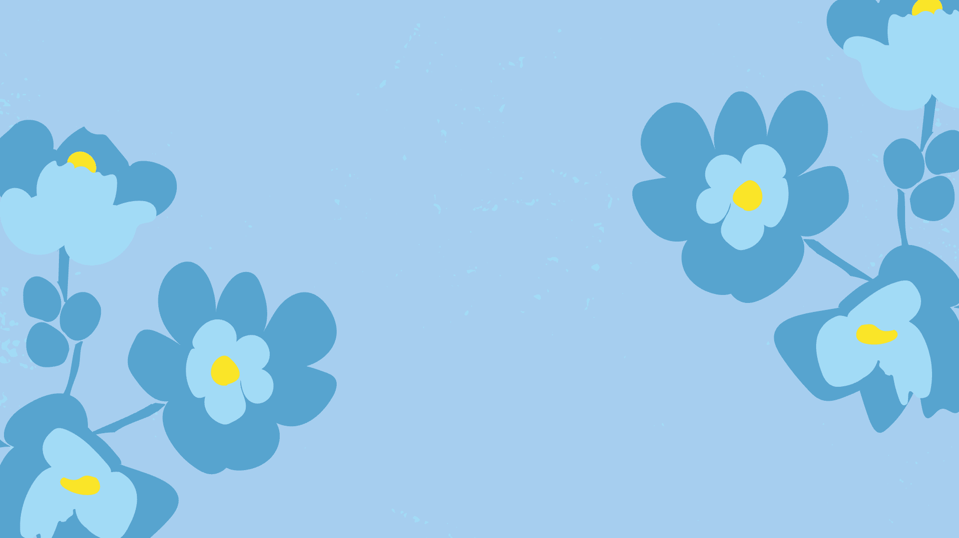 graphic representation of Oregon grape flowers in blue shades and yellow on a light blue background