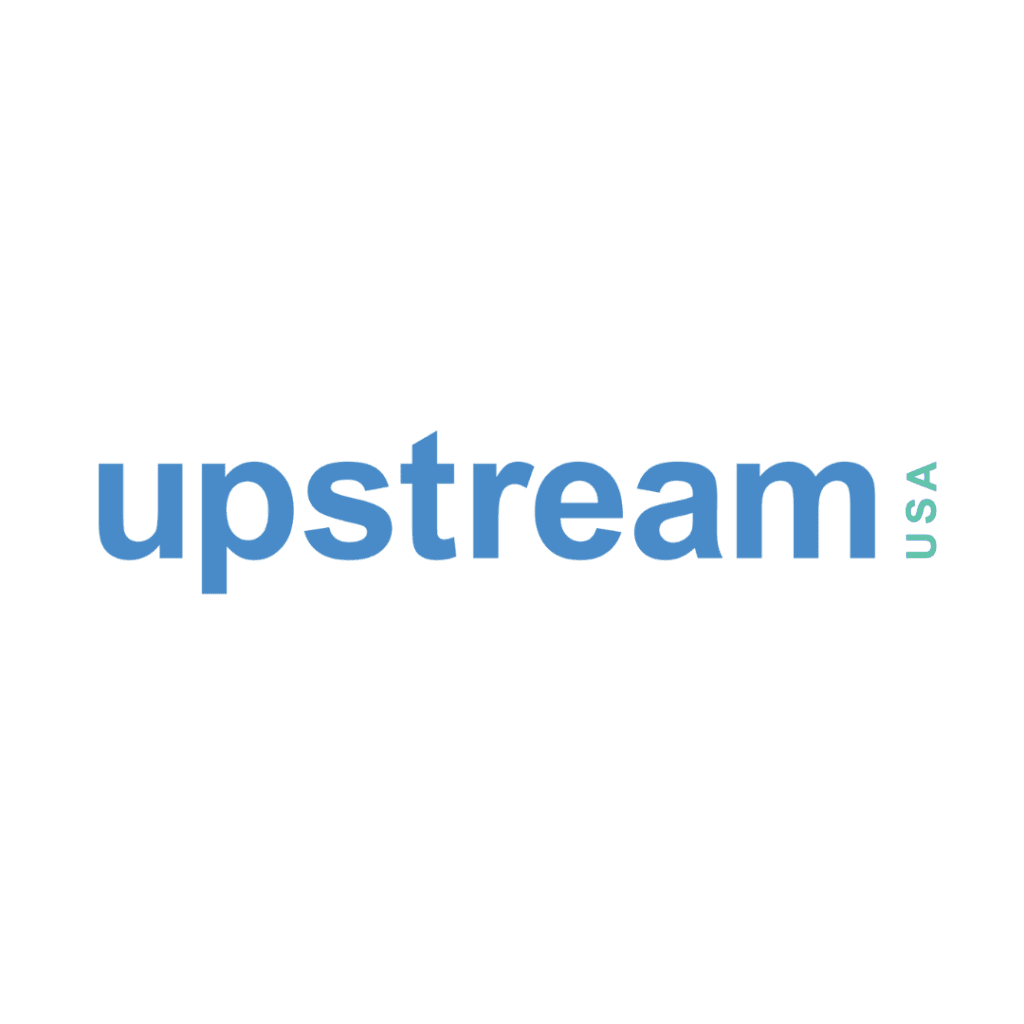 Upstream USA logo in light blue